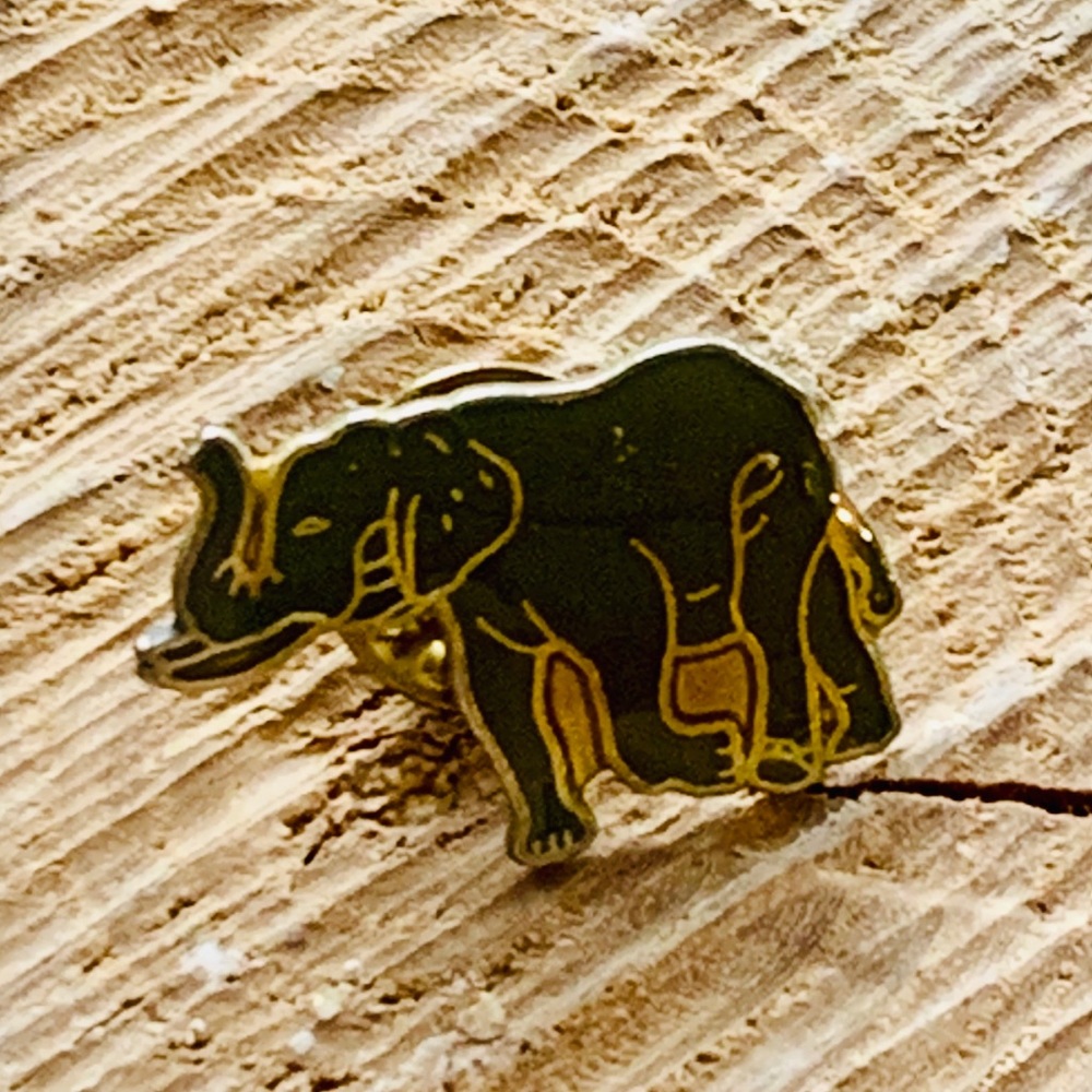 Vintage Light Gray Blue Elephant Pin 1” by 1”